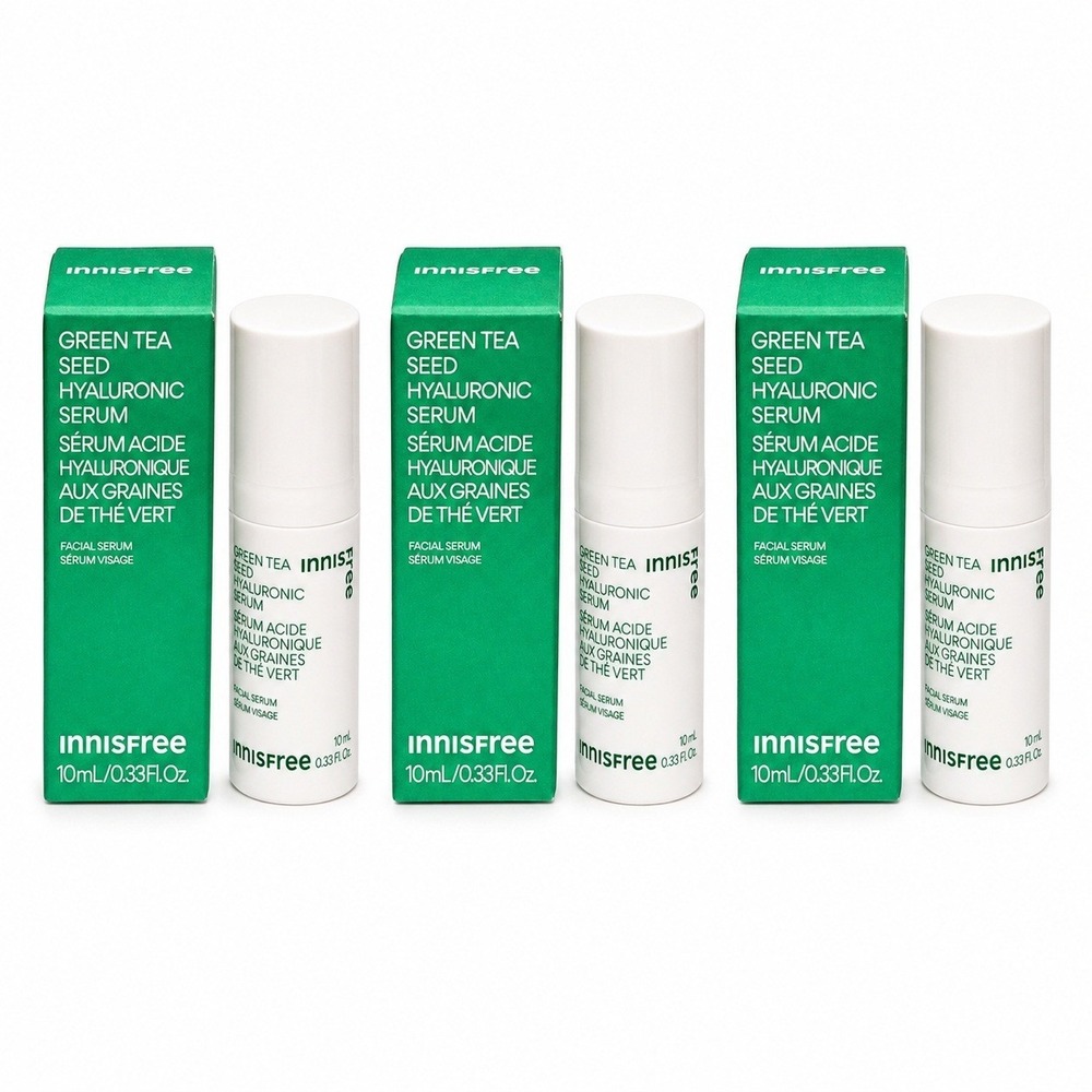 3 x Innisfree Green Tea Seed Hyaluronic Facial Serum Travel Size 0.33fl.oz.10 ml
